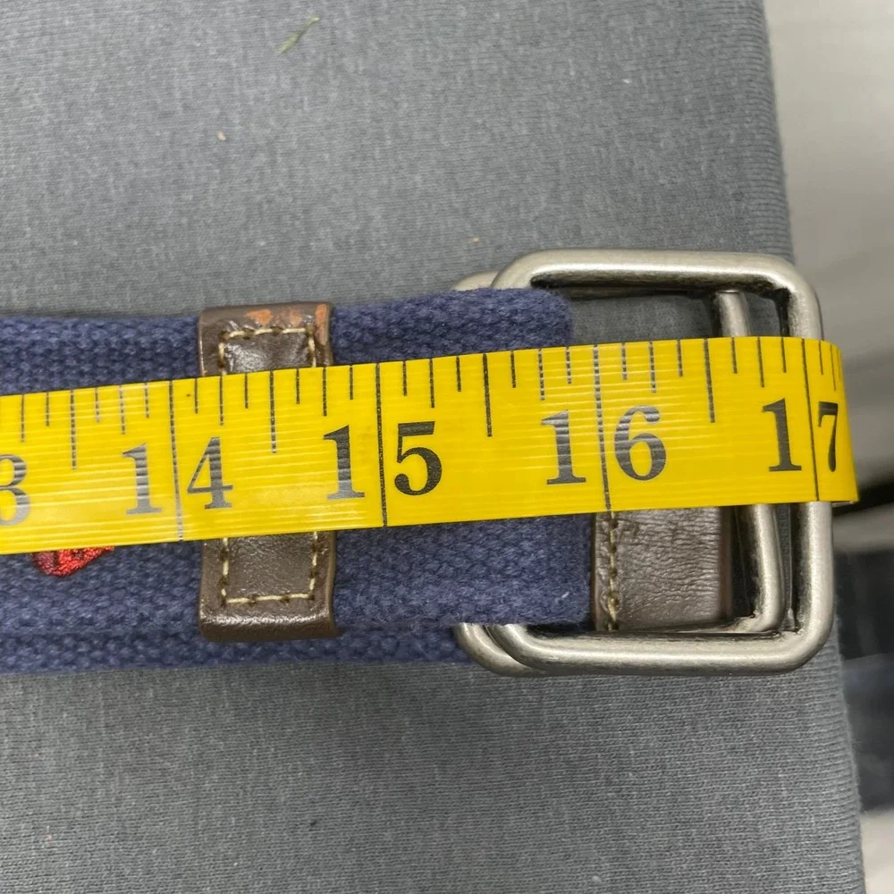 Gap Men VTG Belt Navy preppy Blue Cotton Canvas L/XL Preppy Red Dog D-Ring